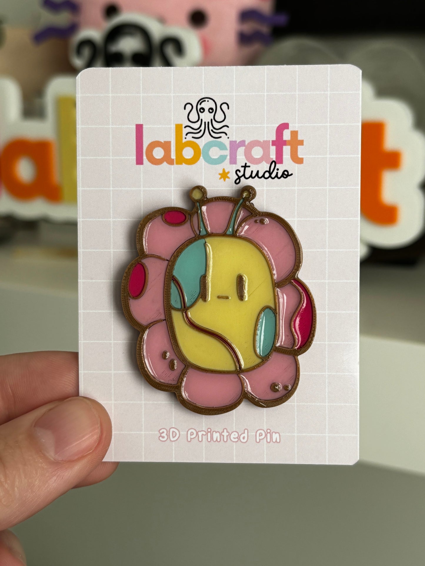 Flower 3D Printed Pin Gold