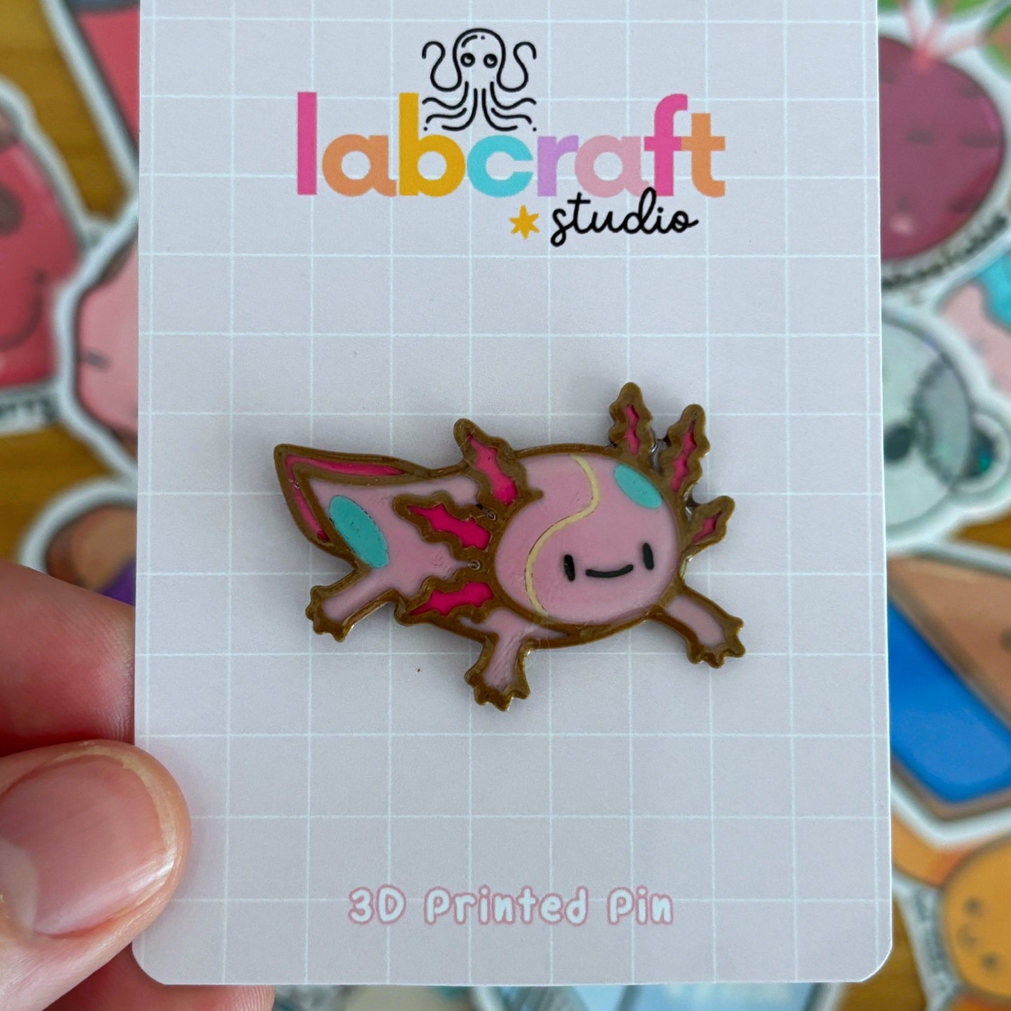 Axolotl 3D Printed Pin
