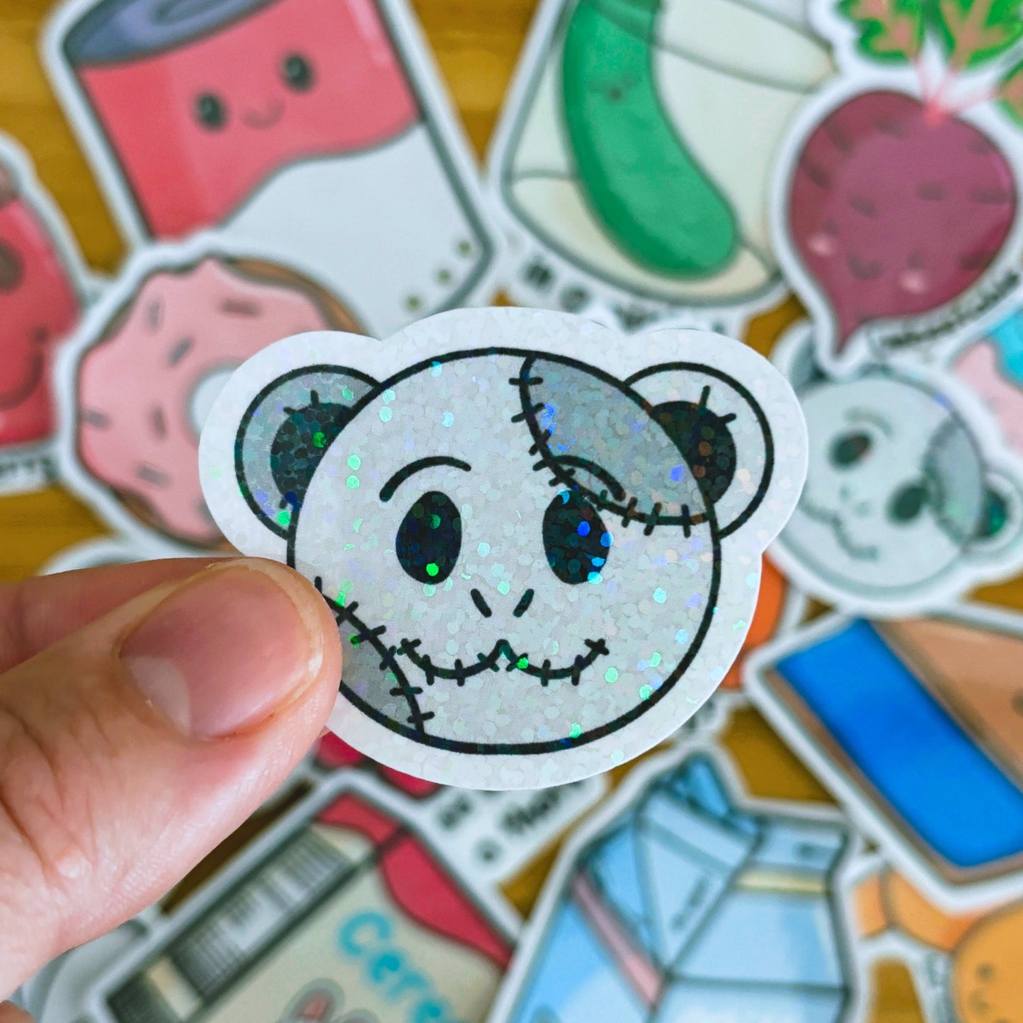 Skeleton Panda Holographic Sticker